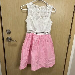 Lilly Pulitzer Alivia Havana Pink Yarn Dye Seersucker Dress with Pockets